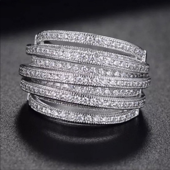6.4 CT DIAMOND STERLING SILVER MULTI LAYER RING - Picture 5 of 8